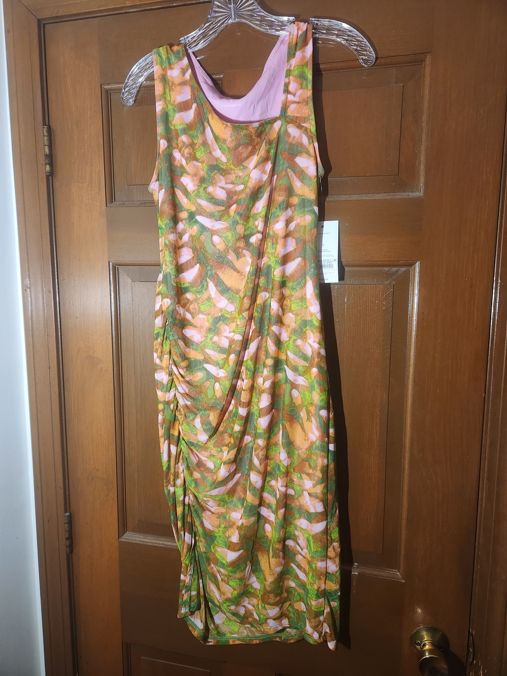 Ingrid & Isabel Maternity Abstract Print Ruched Midi Dress Size S NWT